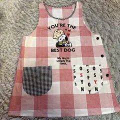 スヌーピーエプロン 赤チェック