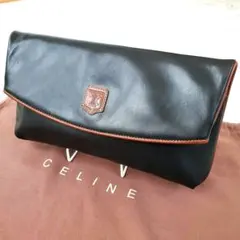 美品 セリーヌ オールド クラッチバッグ 黒 マカダム 希少 ブラック 保存袋付