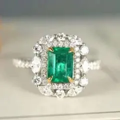 高島屋】大粒エメラルド1.03ct ダイヤ 指輪 15号 6.1g