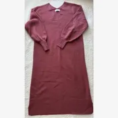 BEAMS HEART ピンク Vネックニットワンピース