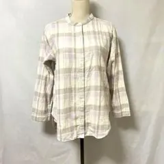 ベルメゾン【L】レディースパジャマ／上のみ　チェック　ネル　綿100%　寝間着