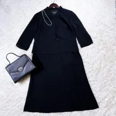 【15号☆極美品】東京ソワール　ノーカラージャケット一体型フォーマルワンピース