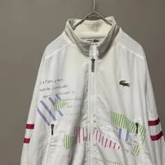 ラコステ　ヴィンテージフルジップジャンパー(L)ホワイトロゴワッペン　プリントのサムネイル