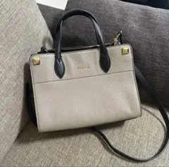 【美品】FURLA グレー ハンドバッグ アフロディーテ