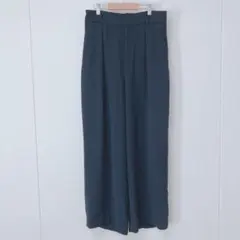 ユニクロ　ワイドパンツ ウエストゴム　スーツ　フォーマル　ネイビー　XL