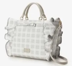 SAMANTHAVEGA チェックリボンフリルハンドバッグ（大） (グレー)
