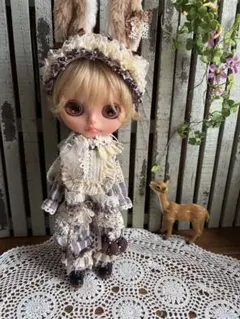 min ネオブライスアウトフィット　ブラウン系ストライプ　つなぎblythe