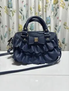 mezzo piano フリルショルダーバッグ ネイビー　2way