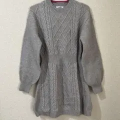 Lovetoxic グレー ケーブル編み ミニ丈ワンピース M