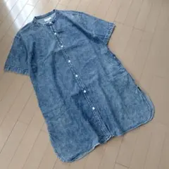 Denifits デニムノーカラーシャツワンピース　羽織り