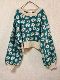 vis-à-vis ビザビ☆レトロで可愛い花柄 ニット セーター