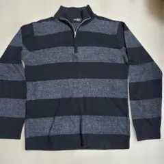 COMME CA ISM M ウールセーター ブラック・グレー