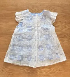 センスオブワンダー　チュニック　花柄レースブルー130