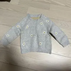 グレー 花柄刺繍 セーター 12-18ヶ月