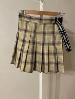 Lovetoxic ベージュ系チェック プリーツスカート L