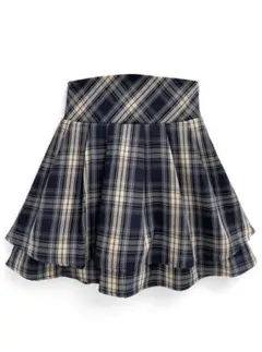 GRL インパン裏地付ティアードチェックミニスカート[dk1290]