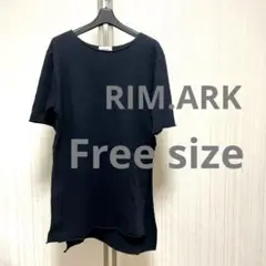 RIM.ARK リムアーク 切りっぱなし　サイドスリット 半袖カットソー　黒