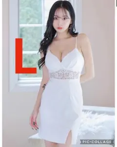 ◇JEWELS 럭셔리 자수 레이스 캐미솔 드레스 화이트 L