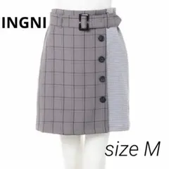 【INGNI】イング　台形スカート　柄切替チェック　ミニスカート