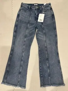 classicalelf 裾フリンジセミ フレアデニムパンツ