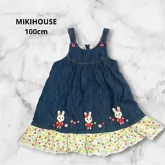 ミキハウス うさこちゃん デニム ジャンパースカート 100 花柄