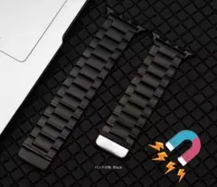 ステンレスマグネットストラップ　ブラック【42/44/45/46/49mm】共用