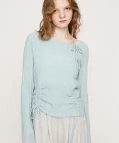 SLY GATHER RIBBON KNIT TOPS ギャザー リボン ニット