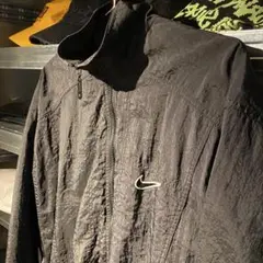 90's 短丈 NIKE Nylon Jacket ロゴ刺繍 black