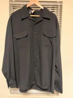 70sケニントン オープンカラーシャツ レーヨン混 希少オールブラック