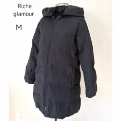 Riche glamour フード付きダウンジャケット ブルゾンコートMブラック