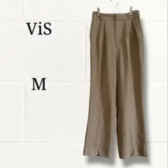 ViS ビス ワイドパンツ ベージュ Mサイズ 裏地あり ウエスト背面ゴム
