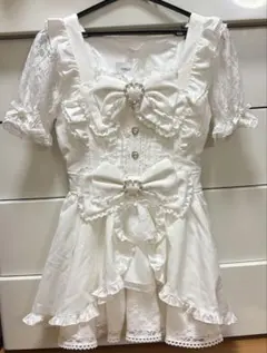 リズリサ　フロントカシュクールBIGリボンセット　ホワイト