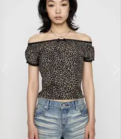 ラグアジェム LEOPARD LACE トップス グレーのサムネイル