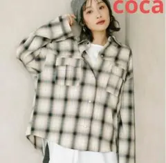 タグ付き未使用品　coca コカ　チェック柄スナップボタンシャツ　チュニック