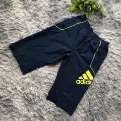 adidas【150】サッカー ハーフパンツ ネイビー×ライムグリーン 着回し◎