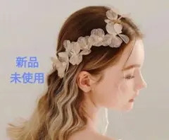 ホワイト　シルバー 　花　ヘッドドレス　髪飾り　カチューシャ