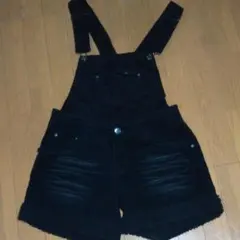 レディースコーデュロイショートサロペットパンツM黒