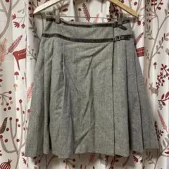 組曲　3 ウール　膝丈　スカート　グレー　巻きスカート　日本製　オンワード樫山