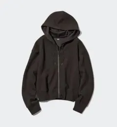 UNIQLO　ユニクロ　ドライスウェットクロップドフルジップパーカ　ブラウン