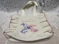 【美品】サンパー＆ミスバニー イラスト入り フリル付きトートバッグ ディズニー