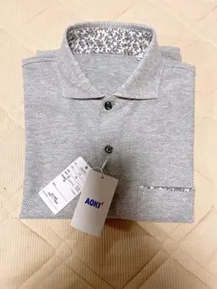 新品未使用　タグ付き　AOKI ポロシャツ グレー Mサイズ　吸水速乾のサムネイル