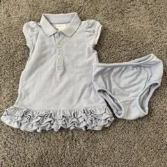 ラルフローレン ブルーポロシャツワンピース 6M 裾フリル