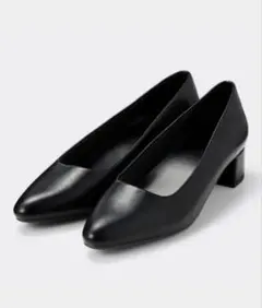 【美品】GU マシュマロローヒールパンプス 黒 24cmヒール3.6cm