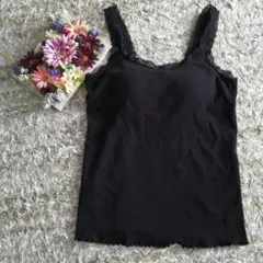 UNIQLO ユニクロ リブレース ブラカップ付タンクトップ サイズL 黒