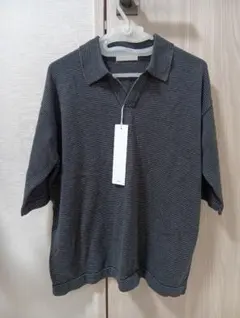 WYM　スキッパー ニット ポロ CHARCOAL S 新品のサムネイル