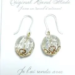 天然石ピアス☆クラック水晶＆ホワイトクォーツ☆樹脂ピアス - メルカリ