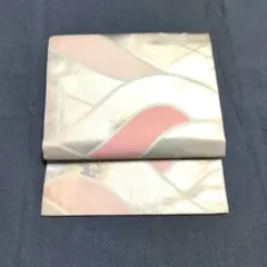 名古屋帯　波文様　ピンク　グレー洒落帯