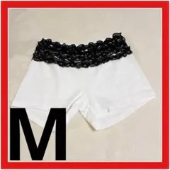 ペチパンツ (M) 見せパン ペチコート 白×黒レース オシャレ 可愛いのサムネイル