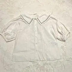 お値下げしました！エヘカソポ 花柄刺繍セーラー ブラウス　クリーム