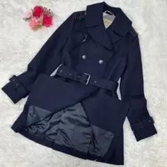 【極美品/L】バーバリーブリット チェスターコート Aライン メガノバ 紺色